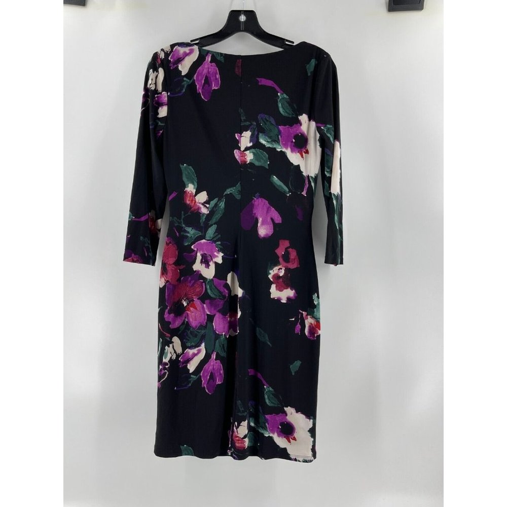Ralph Lauren Women's Black Floral Long Sleeve Stretch Cocktail Party Dress Sz 6 - Picture 5 of 15